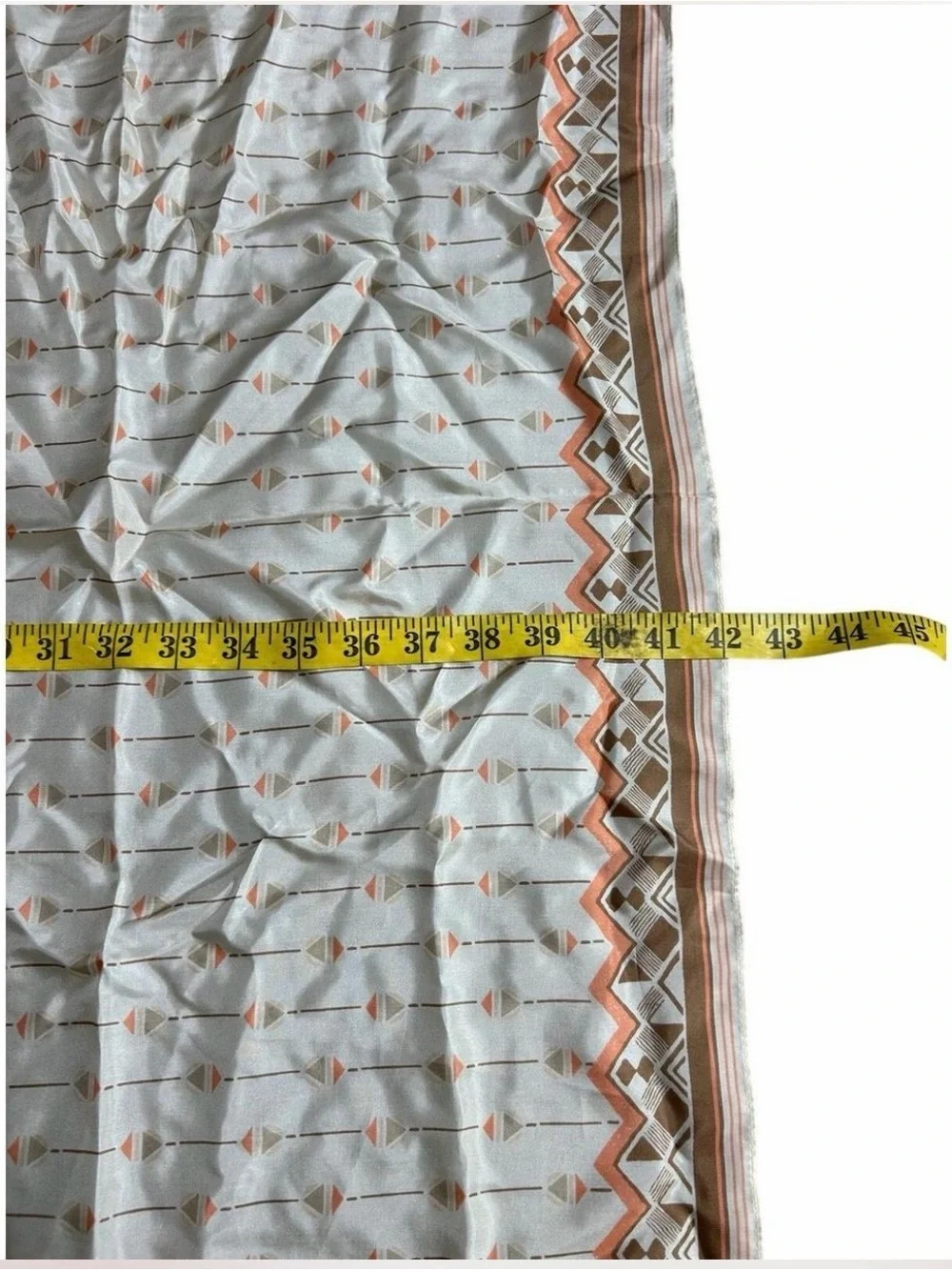 Lucky Brand Beige and Coral Geometric Tassel Scarf